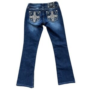 Miss Me Jeans Signature Boot Cut Bling Pocket Blue Low Rise JP7137B Women 27x30